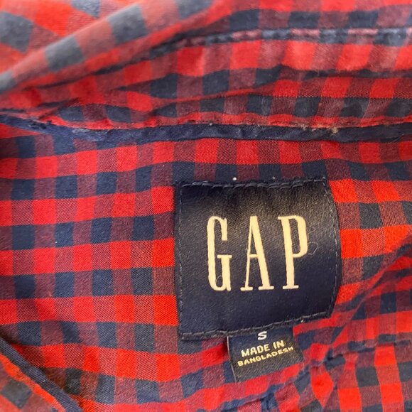 GAP Mens Shirt Small Lot of Two Plaid Long Sleeve Button-Up Casual Blue Red - Picture 9 of 10